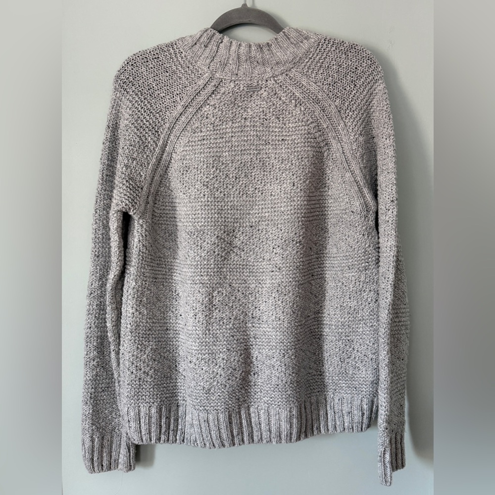 Prana Nemma Cotton Blend Mock Neck Sweater Heather Gray Chunky Knit Size Large - Picture 6 of 9